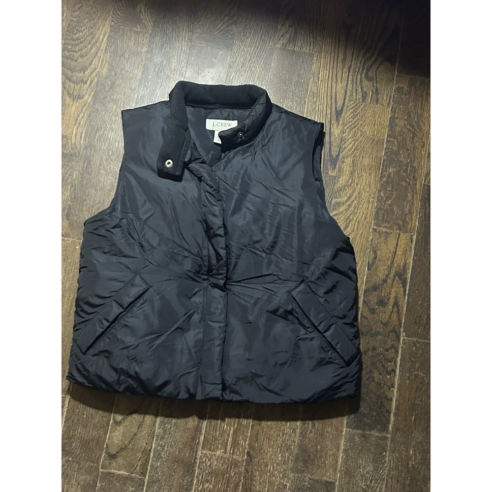 J.Crew Down Fill Puffer Vest Zip Up Black Size M Womens